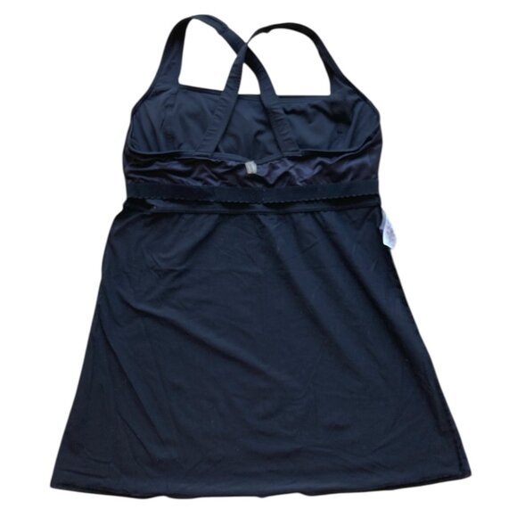 Lands' End Black Two Piece Swim Dress 12DDD Criss Cross Back, High Waist Pant 12 - Picture 7 of 17